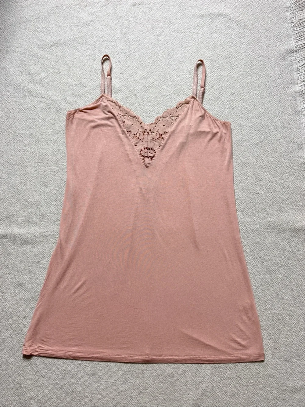 Eberjey Anthropologie Naya Peach Blush Richelieu Lace Trim Slip Dress M Nightie